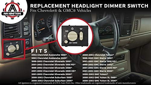 Far Gösterge Paneli Dimmer Dome Lamba Anahtarı - Değiştirir 15755595, 15738843, D1534G-Chevy ve GMC Araçlar ile uyumlu-Çığ, Silverado,
