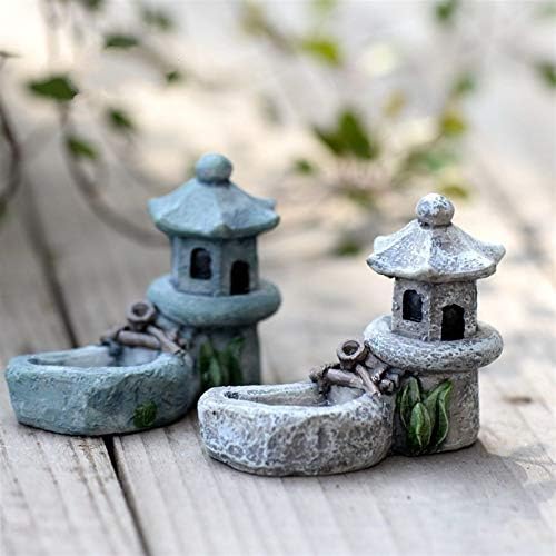 VVBBS CNIxxng Yapay Havuz Kulesi Minyatür Reçine Figürler Mini El Sanatları Mikro Peyzaj Dekor Ev Bahçe Balık Tankı Bonsai (Renk: