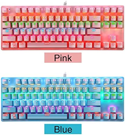 ZHANGLİ 87 Tuşları Mekanik Klavye, renkli Arkadan Aydınlatmalı ALT Kablolu oyun klavyesi için PC Yazarak, Daktilolar, Oyuncular