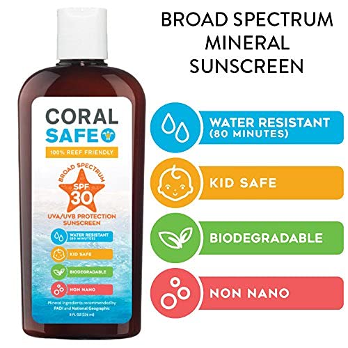 Coral Safe SPF 30 Mineral Güneş Kremi-Toplu Paket Güneş Kremi, Resif ve Mercan Güvenli, Biyolojik Olarak Parçalanabilir, El,