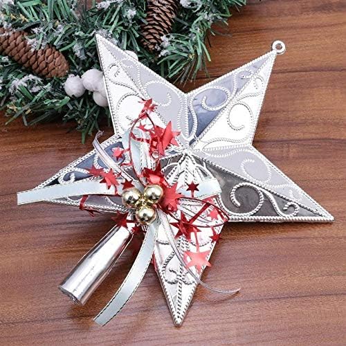wangyy Figetsss Oyuncaklar 1 ADET Plastik 20 cm Noel Ağacı Yıldız Topper Pırıltılı Noel Dekorasyon Süsler (Gümüş/Altın/Kırmızı)