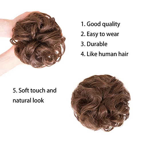 2 ADET Dağınık Topuz Saç Parçası Kadınlar için Saç Topuz Uzatma Dağınık Kıvırcık Dalgalı Sentetik Scrunchie Saç Postiş Chignon