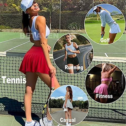 Pilili Tenis Etekler Kadınlar için Cepler ile Yüksek Belli Golf etek Spor Atletik Koşu 2 in 1 Şort Etek Activewear