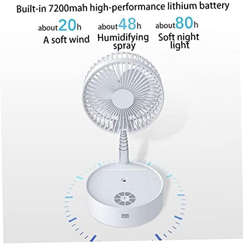 Katlanabilir Fan, Floding Taşınabilir Teleskopik yer vantilatörü, USB Masa masa fanı, 7200 mah Şarj Edilebilir 4 Hızları Modları