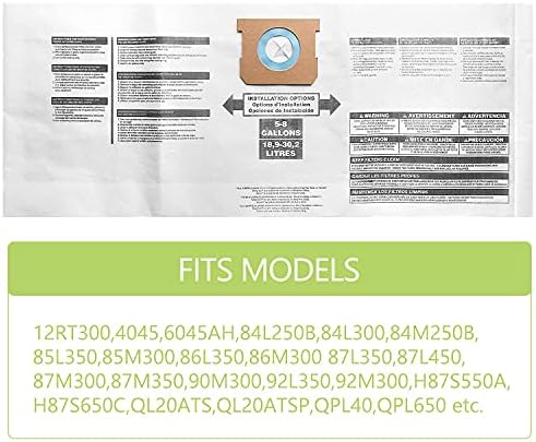 Tomkity 10 Paket Yedek Çanta için Dükkanı Vac 5-8 Galon Vakum 9066133 Tipi E Filtre Torbaları