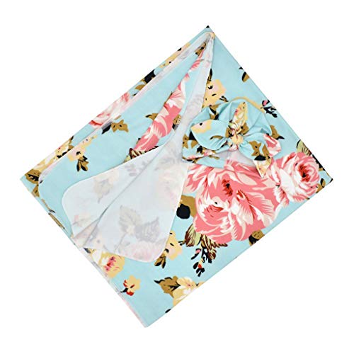 Bebek kundak battaniyesi Moonite Bebek alma battaniyesi kafa Bandı Seti ile Çiçek Baskı Süper Yumuşak Cilt Dostu Kundak battaniyesi