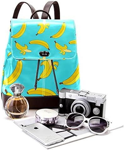 Sevimli muz desen sırt çantası çanta kadınlar için moda rahat Daypacks sırt çantası PU deri omuz çantası