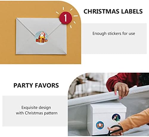 Toyvıan 2 pcs Noel Çıkartmalar Rolls Kış Tatil Çıkartmalar Yuvarlak Noel Etiket Etiket Çıkartmaları için Zarf Mevcut Kutuları