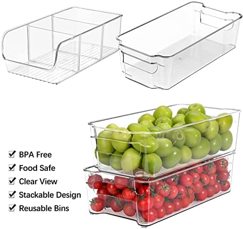MaxGear İstiflenebilir Buzdolabı Organizatör Kutuları, Dondurucu, Mutfak, Dolap, Kiler Organizasyonu ve Atıştırmalıklar için