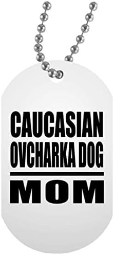 Designsify Kafkas Ovcharka Köpek Anne-Beyaz Köpek Etiketi Askeri KIMLIK Kolye Kolye Zinciri-Köpek Sahibi için Anne Eşi Kızı Oğlu
