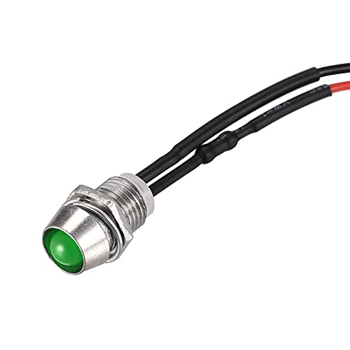uxcell LED gösterge ışığı AC / DC 110 V 8mm Paneli Dağı Yeşil LED Sinyal Lambası Metal Kabuk 2 Adet