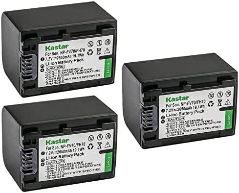 Kastar 3-Pack NP-FV70 Pil Değiştirme için Sony HDR-PJ810, HDR-PJ820, HDR-PJ820E, HDR-TD10, HDR-TD20, HDR-TD30, HDR-XR150, HDR-XR155,