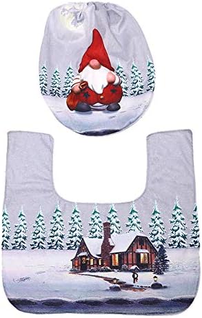 BYyushop Noel Tuvalet Kapağı ve Mat Seti, 2 Adet Santa Gnome Banyo Tuvalet klozet kapağı Ped Mat noel dekorasyonları için Sıcak