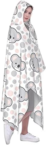 MARAT Polka Dot Gri Koala (2) Kapüşonlu Battaniye Panço Giyilebilir Battaniye Wrap Rahat Atmak Pelerin Çocuklar ve Yetişkinler