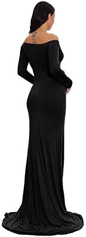 ZİUMUDY Annelik Gömme Önlük V Boyun Dantelli Kapalı Omuz Uzun Kollu Maxi Fotoğrafçılık Elbise