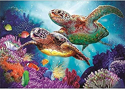 Damgalı Çapraz Dikiş Kitleri-DIY Kolay Desenler Nakış El Sanatları 11CT Çapraz Dikiş Malzemeleri İğne 16x20 inç-İki Kaplumbağalar