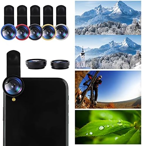 FAFAN Lens,3 in 1 Klip 180 °Balık Gözü Lens + 0.67 X Geniş Açı + 10X Makro Lens Cep Telefonu Vlogging Kiti Anamorfik Lens Eski