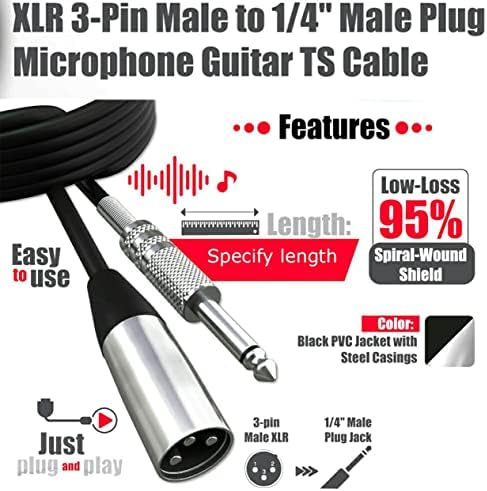 JTRJ Bağlantı Hattı 6.3 mm Adaptör Erkek Bakır Çekirdek Metal Tel Kayıpsız Profesyonel Yüksek Uyumluluk Ses Kablosu