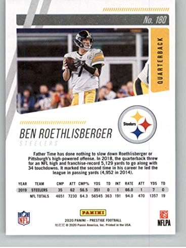 2020 Prestij NFL 180 Ben Roethlisberger Pittsburgh Steelers Resmi Panini Futbol Ticaret Kartı