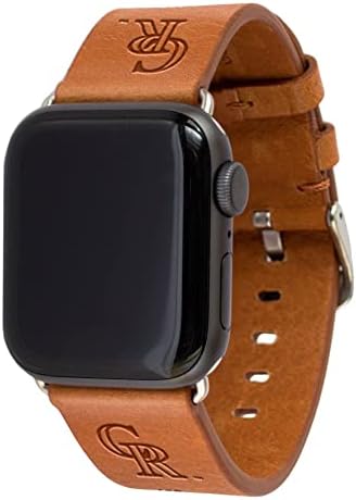 Oyun Zamanı Colorado Rockies Deri Band Apple Watch ile Uyumlu (Kahverengi-38/40 / 41mm Uzunluğunda)