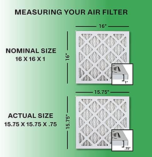 Filterbuy 16x16x1 Hava Filtresi MERV 8, Pileli HVAC AC Fırın Filtreleri (6'lı Paket, Gümüş)