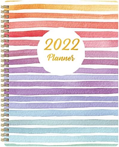 2022 Planlayıcısı - İşaretli Sekmeli Haftalık ve Aylık Planlayıcı, 8 x 10, Ocak 2022-Aralık 2022 + Kalın Kağıt + Çift Telli Ciltleme-Renkli