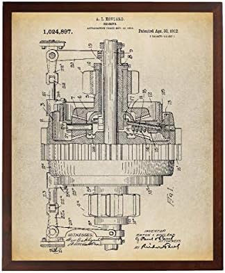 Şalgam Tasarımları Mekanik Dişli 1912 Patent Poster Sanat Baskı Endüstriyel Sanat Makine Mühendisi Mühendisi Hediye Dişliler