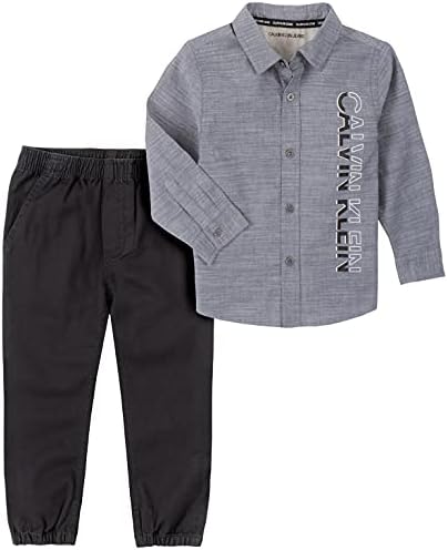 Calvin Klein erkek bebek 2 Parça Gömlek Pantolon Seti