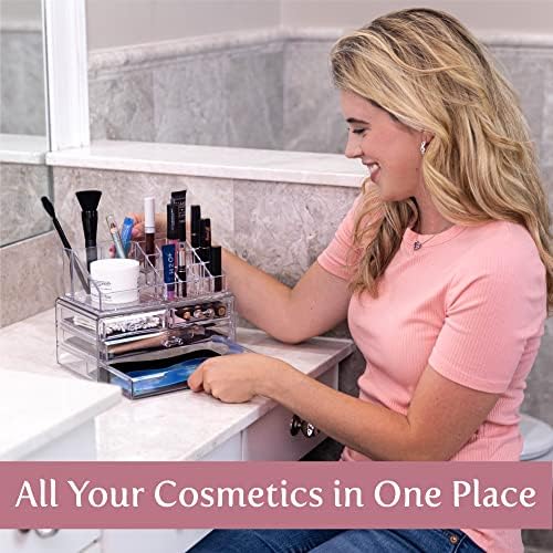 Aynalı Şeffaf Kozmetik Düzenleyici-Kozmetik, Mücevher ve Saç Aksesuarlarını Kolayca Düzenleyin. Makyaj Masanızda, Banyo Tezgahınızda