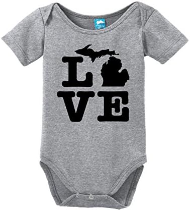 Michigan Aşk Baskılı Bebek Bodysuit Bebek Romper