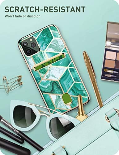 i - Blason Cosmo Cüzdan İnce Tasarımcı Cüzdan Kılıf Apple iPhone 11 Pro Max (2019), 6,5, Yeşil