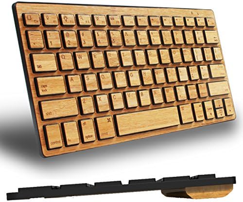 Impecca Özel Oymalı Bambu Bluetooth mini Klavye, Siyah Kenarlı (KBB78BTK)