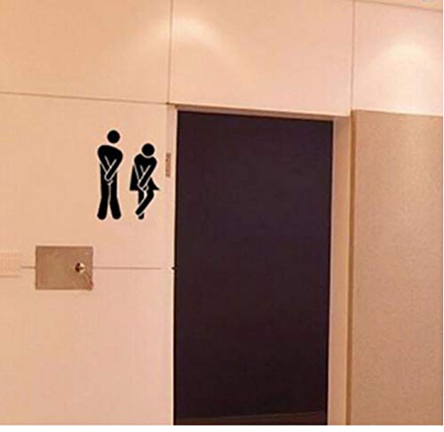 1 takım Duvar Sticker Karikatür Siyah Adam Kadın Banyo Kapı Sanat Çıkartmaları Kendinden Yapışkanlı Çıkarılabilir Tuvalet Tuvalet