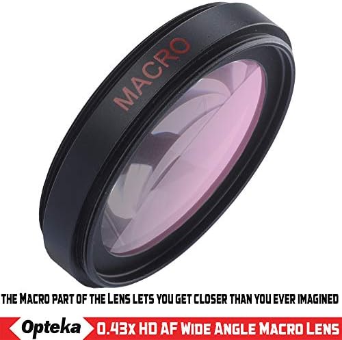 Opteka 0.43 x Yüksek Çözünürlüklü Otomatik Odaklama Geniş Açı Lens Makro Eki ile Canon, Fuji, Nikon, Panasonic, Sony ve Sigma