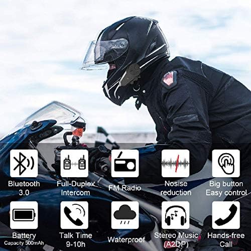 2 x BT-S3 Motosiklet Interkom Bluetooth Kask Kulaklık Iletişim Sistemleri Kiti, QSPORTPEAK Destek 2-3 Kişi Bağlantı 1000 M Su