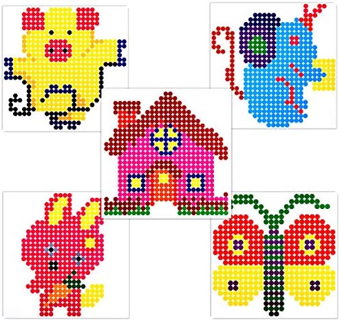Perler Şeffaf Pegboards Seti, 5 Adet Renkli Desen, 4 Cımbız ve 4 Ütü Kağıdı dahil olmak üzere Perler Boncukları için 4 Paket