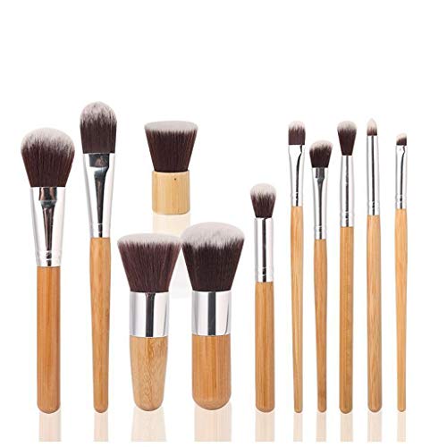 Makyaj fırça 11 adet Doğal Bambu Kolu Makyaj Fırçalar Set Vakfı Karıştırma Kozmetik Makyaj Aracı Set kozmetik ürünleri