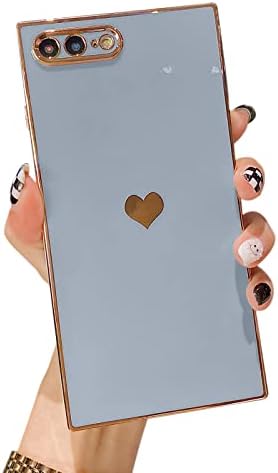 MTBacon iPhone 7 Plus/iPhone 8 Plus Kare Kasa ile Uyumlu, Kadın Kızlar için Sevimli Aşk Kalp Kılıfı Kamera Koruması Güçlendirilmiş