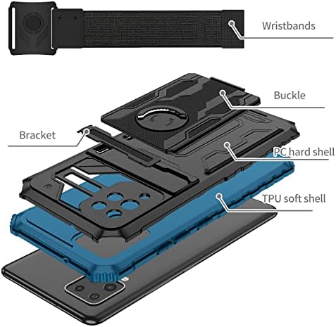 Samsung A42 5G Telefon Kılıfı ile Uyumlu XYX, Galaxy A42 5G için Kickstand ile 360 Rotasyon Ayrılabilir Spor Kol Bandı Kapağı-Mavi