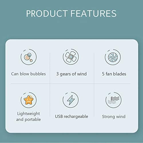 MileHouse USB Şarj Elektrikli Fan, El Soğutma Fanı Kabarcık Üfleyici Oyuncak-Pembe