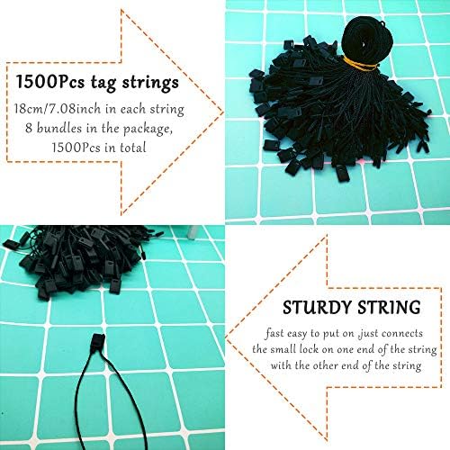 1500 Pcs Asmak Etiketi Dize Etiketleri için 7 inç, Siyah Naylon Etiketi Dize Yapış Kilit Pin Döngü Bağlantı Elemanları ile İtme