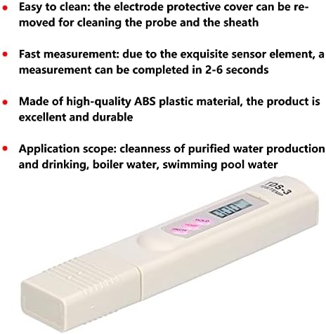 Jazar Tds Test Cihazı, Otomatik Sıcaklık Telafisi Suya Kolay Test Kalemi 0℃~60 ℃ Akvaryumlar Havuzu için İçme Suyu için Hızlı