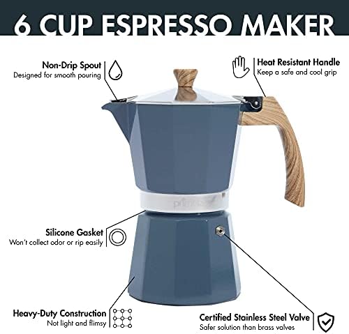 Primula Alüminyum Soba Üstü Espresso Makinesi, Moka için Percolator Pot, Küba Kahvesi, Cappuccino, Latte ve Daha Fazlası, Kamp