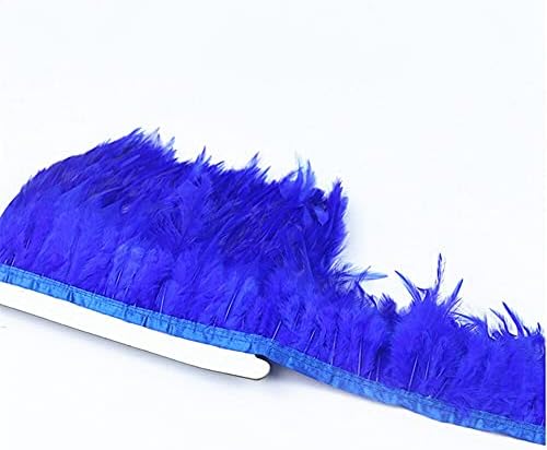 HARİKA-Kraliyet Mavi Horoz Boyun Hackle Tüy Düzeltir Şerit Sülün Tüy Saçak Etek El Sanatları Giyim Düğün Dekorasyon için Plumes