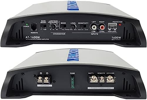 Audiotek AT1600M 1 Kanal Monoblok Araba Amplifikatörü-1600 Watt, 2 Ohm Kararlı, LED Göstergesi, Bas Düğmesi Dahil, Mosfet Güç