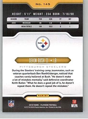 2019 Oyun Kitabı Futbol 145 Devin Bush II Pittsburgh Steelers RC Çaylak Kartı Resmi NFL Ticaret Kartı Panini Amerika'dan