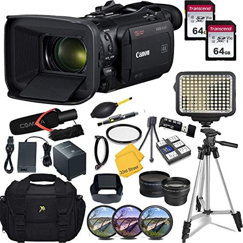 Canon Vıxıa HF G60 UHD 4K Kamera (Siyah) + 2 64GB Transcend Hafıza Kartı + Profesyonel LED Video Işığı + Comica Mikrofon + Komple