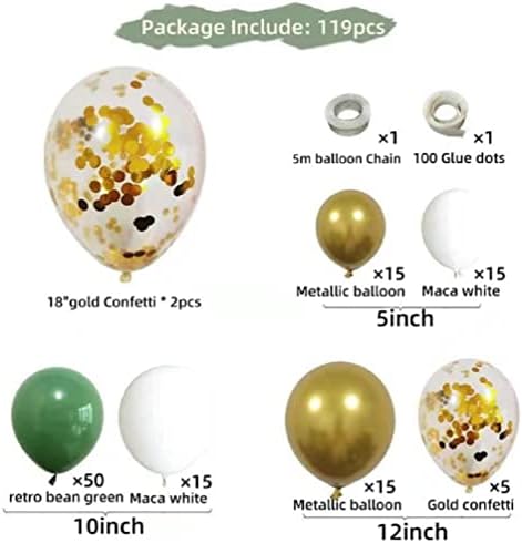 Askfairy 119 pcs Retro Zeytin Yeşil Balon Çelenk Kemer Kiti, DIY Balonlar Set için Bebek Duş Doğum Günü Düğün Yıldönümü fotoğraf