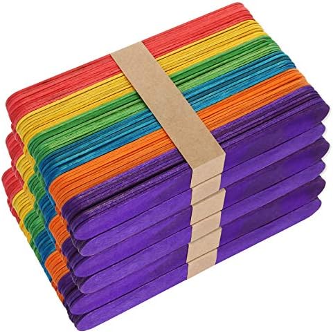1200 Paket 6 İnç Renkli Popsicle Çubukları Büyük Renkli Ahşap El Sanatları Sopa Toplu Popsicle Çubukları El Sanatları için Doğal