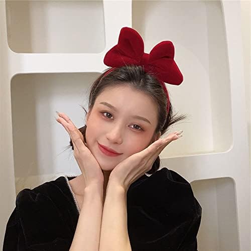 PENYU Bantlar Yıkama Yüz Zarif Snowflower Kadife Kızlar için Kafa Bandı Kadın Saç Çember Kırmızı Hairbands Büyük Yay Kore Kafa